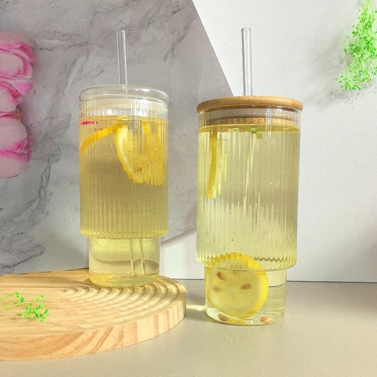 Glass Tumbler with Lid & Straw