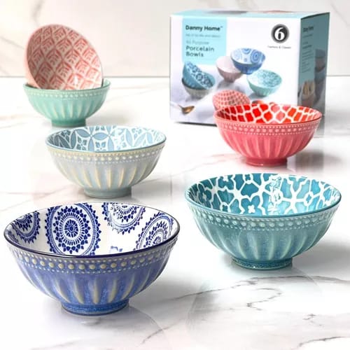 Ceramic Mosaic Art Bowls (Set of 6)